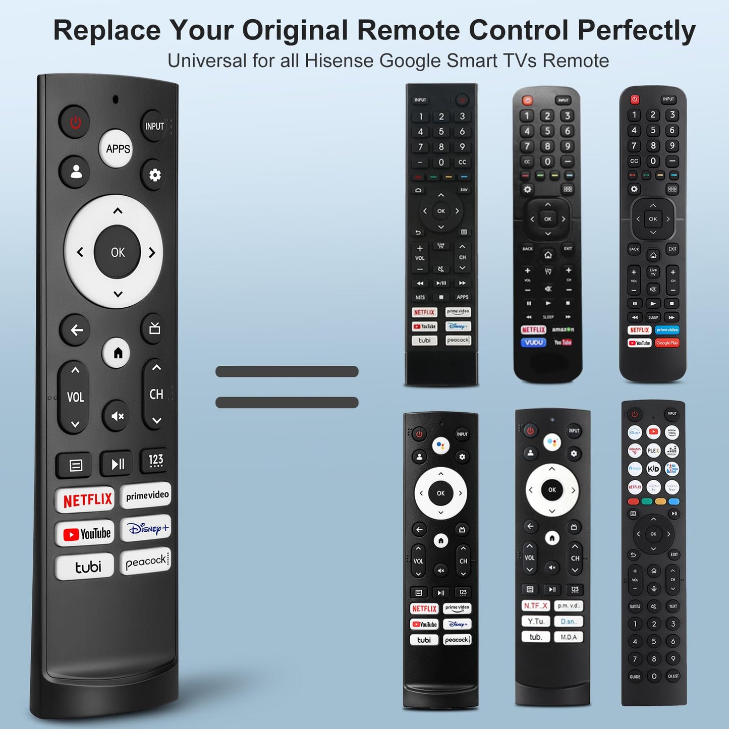 Universal Replacement Remote Control for All Hisense Smart Google TVs Compatible with UHD 4K LED HD ULED-No Setup Needed Programming