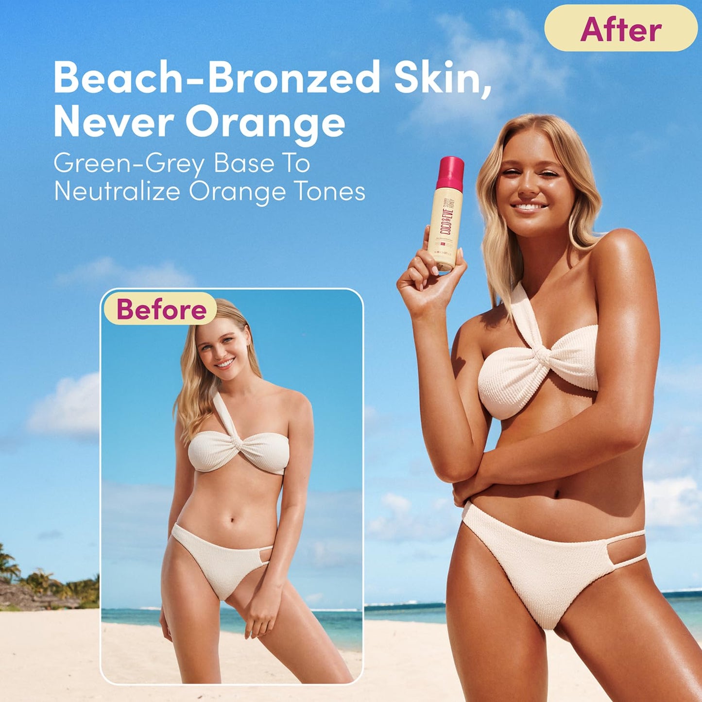 Coco & Eve Self Tanner Mousse - All Natural Sunless Tanning Mousse | Instant Self Tanning Lotion with Bali Bronzer | Sunny Honey Bali Bronzing Kit (Dark) - Available at All In One Marketplace Canada
