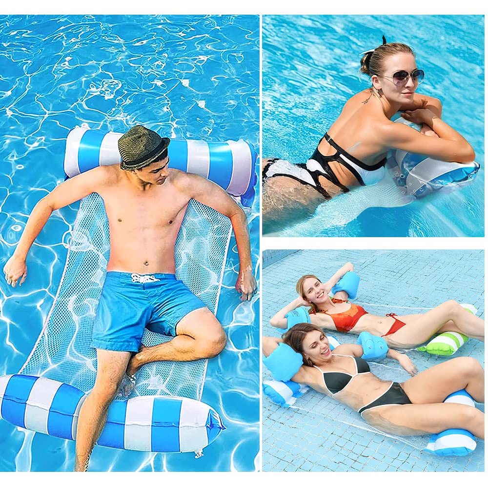 FUNNYTA 2 Pack Water Hammock, 4-in-1 Multi-Portable Water Pool Float Hammock (Saddle, Lounge Chair, Hammock and Drifter) for Adults, Suitable for Travel, Family and Recreation