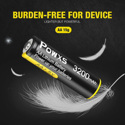 POWXS AA Lithium Batteries 3200mAh, 16 Pack 1.5V Lithium Iron Double A Batteries Super Capacity for Blink Camera, Video Doorbell, Flashlight, Toys, Remote Control 【Non-Rechargeable】