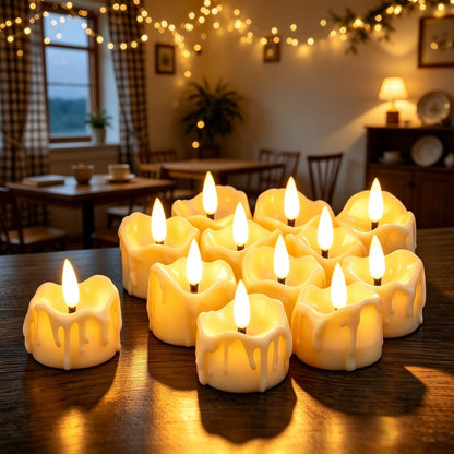 Yakpo 12 Pack LED Timer Tea Light Battery Operated, Flameless Flickering LED Votive Tealight Timer Candles, Outdoor Electric Flicker Fake Candle Bulk for Christmas Halloween Pumpkin Light Decorations 🍁 All In One Marketplace Canada
