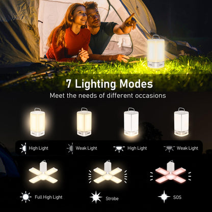 Blukar 116 LED Camping Lantern Rechargeable, 2000L Super Bright Camping Lights Lamp,7 Light Modes, 4800mAh Long Battery Life,90°Adjustable Outdoor Hanging Tent Accessories for Hiking Emergency Fishing