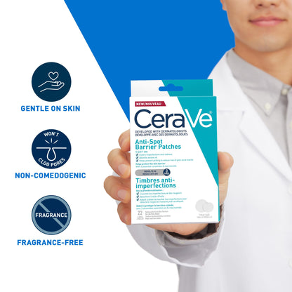 CeraVe Spot Barrier Patches, Hydrocolloid Acne Spot Patch with Niacinamide & 3 Essential Ceramides, Invisible on All Skin Tones, for Acne-Prone & Sensitive Skin, 22 count - Available at All In One Marketplace Canada