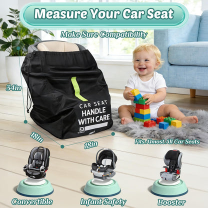 Car Seat Travel Bag: Carseat Travel Bag for Airplane Universal Fit Infant Carriers Booster Convertible Car Seats like Graco, Nuna, Doona, Cosco, Baby Travel Essentials for Flying, Gate & Baggage Check