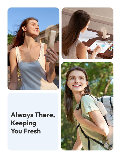 Aecooly Slim Handheld Fan, Thin Portable Fan, USB Rechargeable Mini Personal Fan [24H Max Cooling Time], Battery Powered Small Foldable Pocket Fan for Travel, Summer, Gifts for Women, Girls -Beige - Available at All In One Marketplace Canada