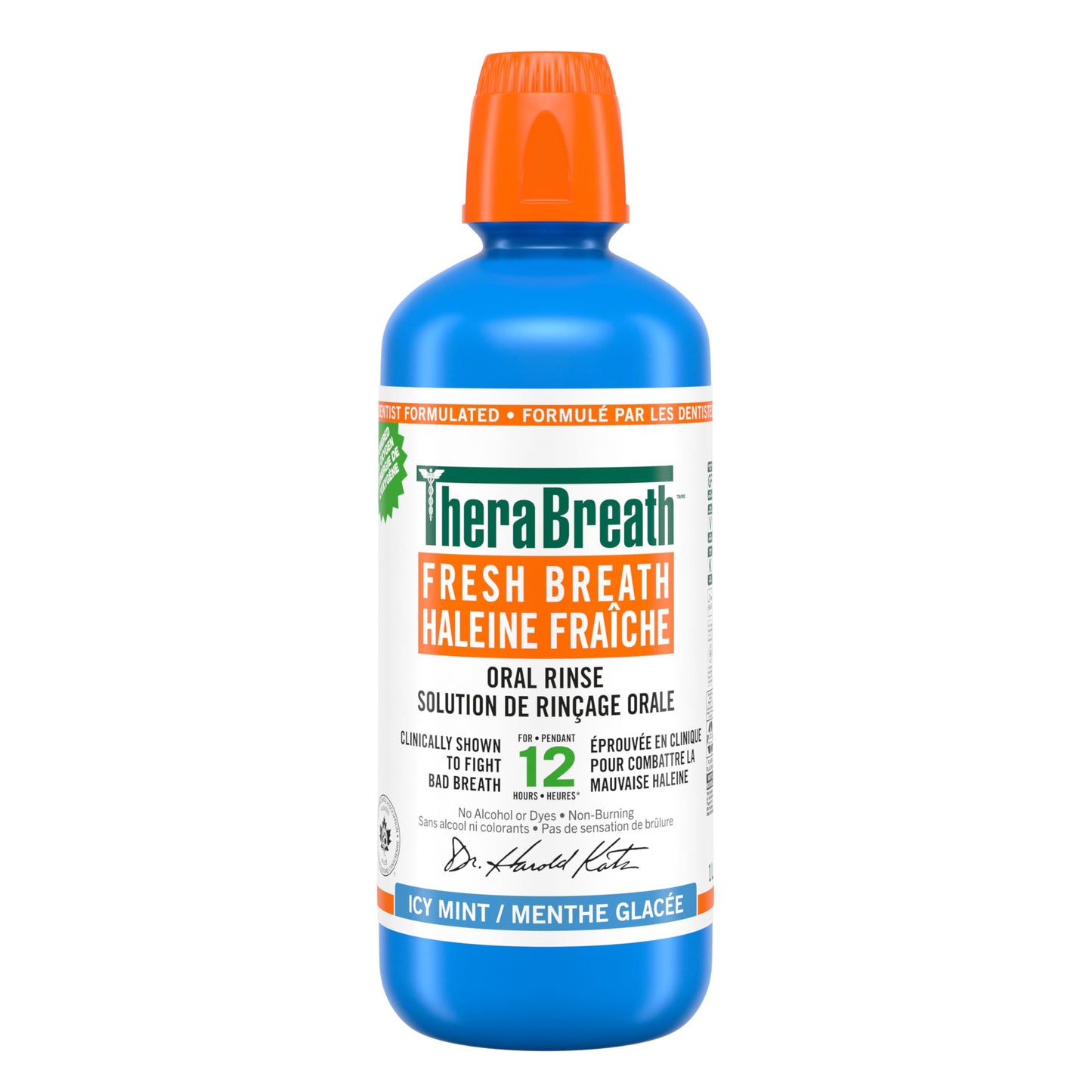 TheraBreath Fresh Breath Oral Rinse, Value Size, Clinically Shown to Fight Bad Breath for 12 Hours, Alcohol-Free & Dye-Free Mouthwash, Certified Vegan, Halal, Kosher & Gluten-Free, Icy Mint, 1L (Pack of 1)