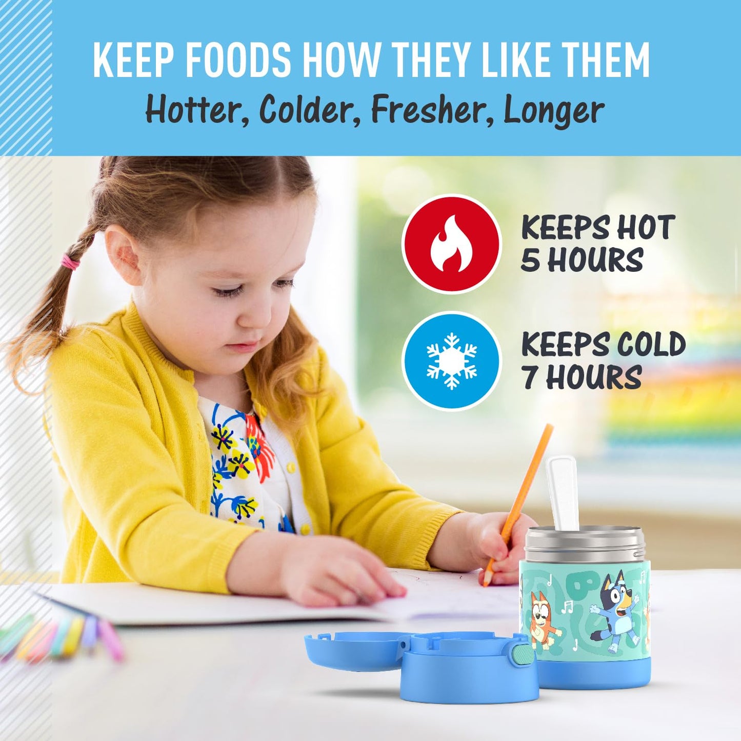 THERMOS FUNTAINER Kids Food Jar with Spoon, 10oz, Bluey 🍁 All In One Marketplace Canada