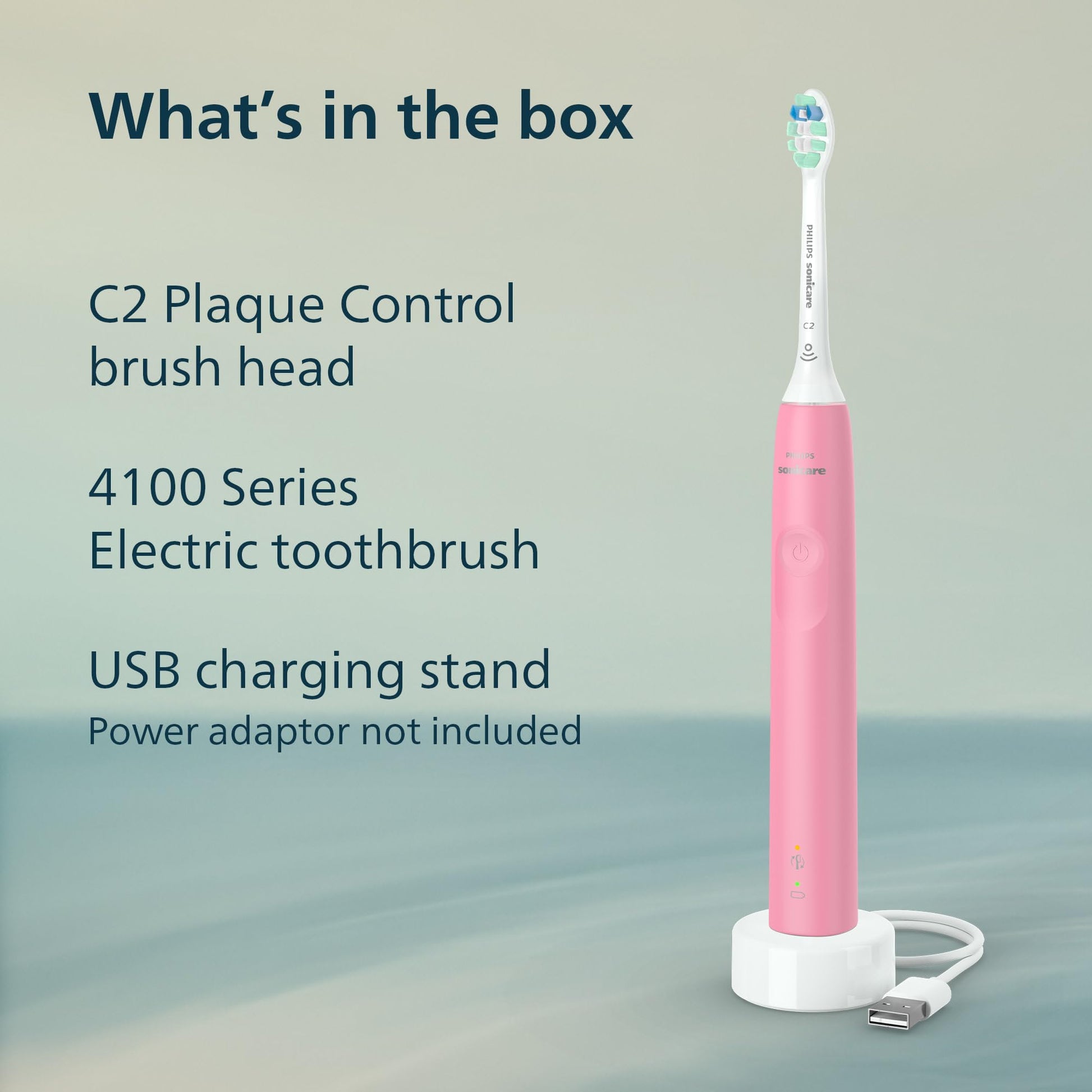Philips Sonicare 4100 Power Toothbrush, Rechargeable Electric Toothbrush with Pressure Sensor, Deep Pink HX3681/26