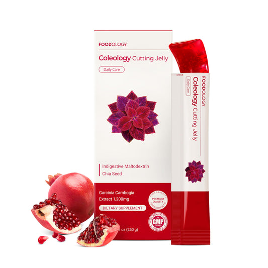 FOODOLOGY Coleology Cutting Stick Jelly (Pomegranate) – Dietary Fiber Supplement for Healthy Weight Management, Chia Seeds & Garcinia Cambogia, Korean Beauty with Collagen – 10 Sticks - Available at All In One Marketplace Canada