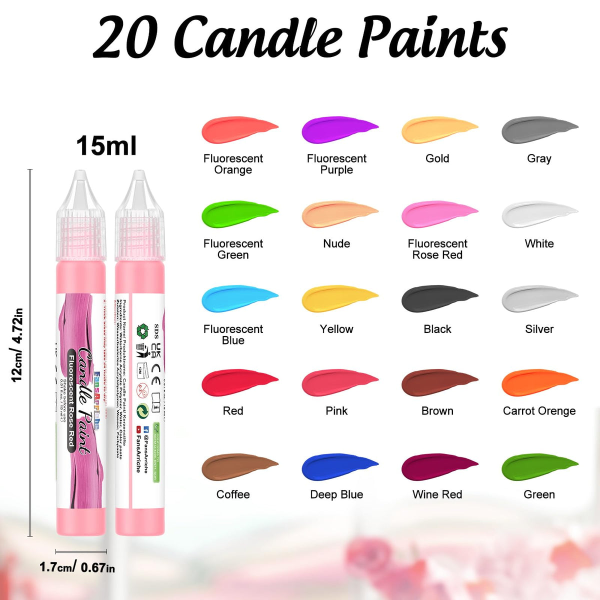 FansArriche Candle Paint, 20 Colors Candle Wax Pen Set for Candle Making 🍁 All In One Marketplace Canada