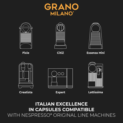 Grano Milano Variety Pack Coffee Capsules - 50 Aluminum Pods for Nespresso Original Line Machines, Medium & Dark Roast Blend, Italian Made