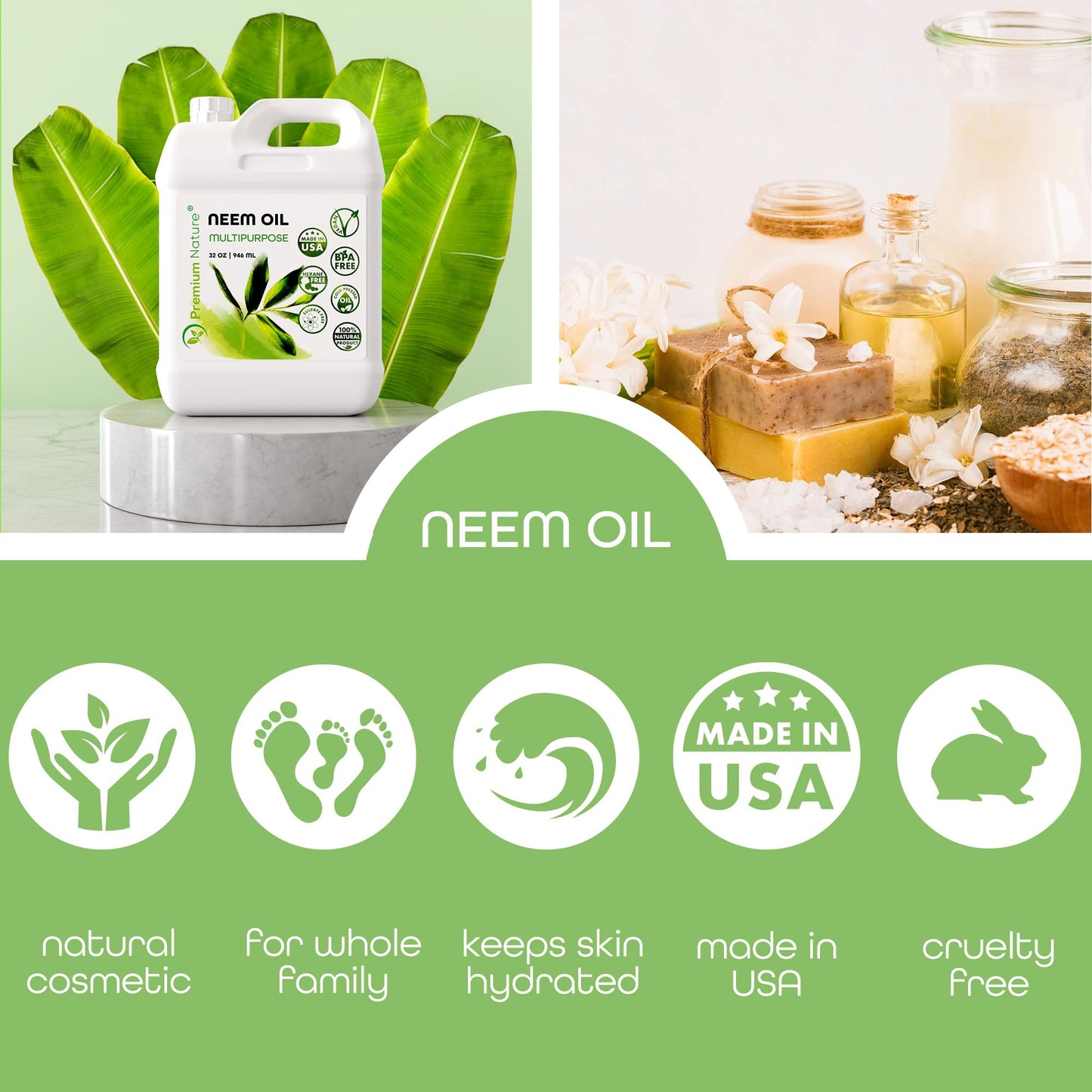 Neem Oil Multipurpose, 100% Natural Neem Oil, Cold-Pressed Unrefined, 946 ml - Available at All In One Marketplace Canada