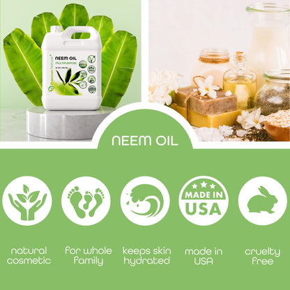 Neem Oil Multipurpose, 100% Natural Neem Oil, Cold-Pressed Unrefined, 946 ml - Available at All In One Marketplace Canada