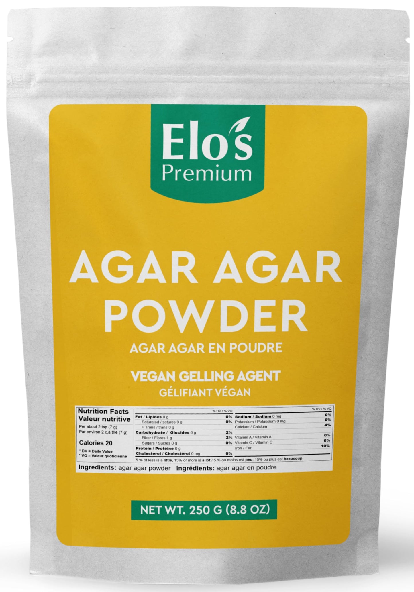 Elo's Premium Agar Agar Powder (250g) - Plant-Based Gelling Agent for Vegan Cheese, Jellies & Desserts