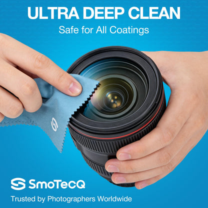SmoTecQ Glasses Cleaner Kit – Alcohol-Free, Plant-Based Spray + Ultra-Soft Microfiber Cloths for Eyeglasses, Screens & Cameras – 2 x 2oz Spray Bottles + 2 Cloths + Travel Pouch Set - Available at All In One Marketplace Canada
