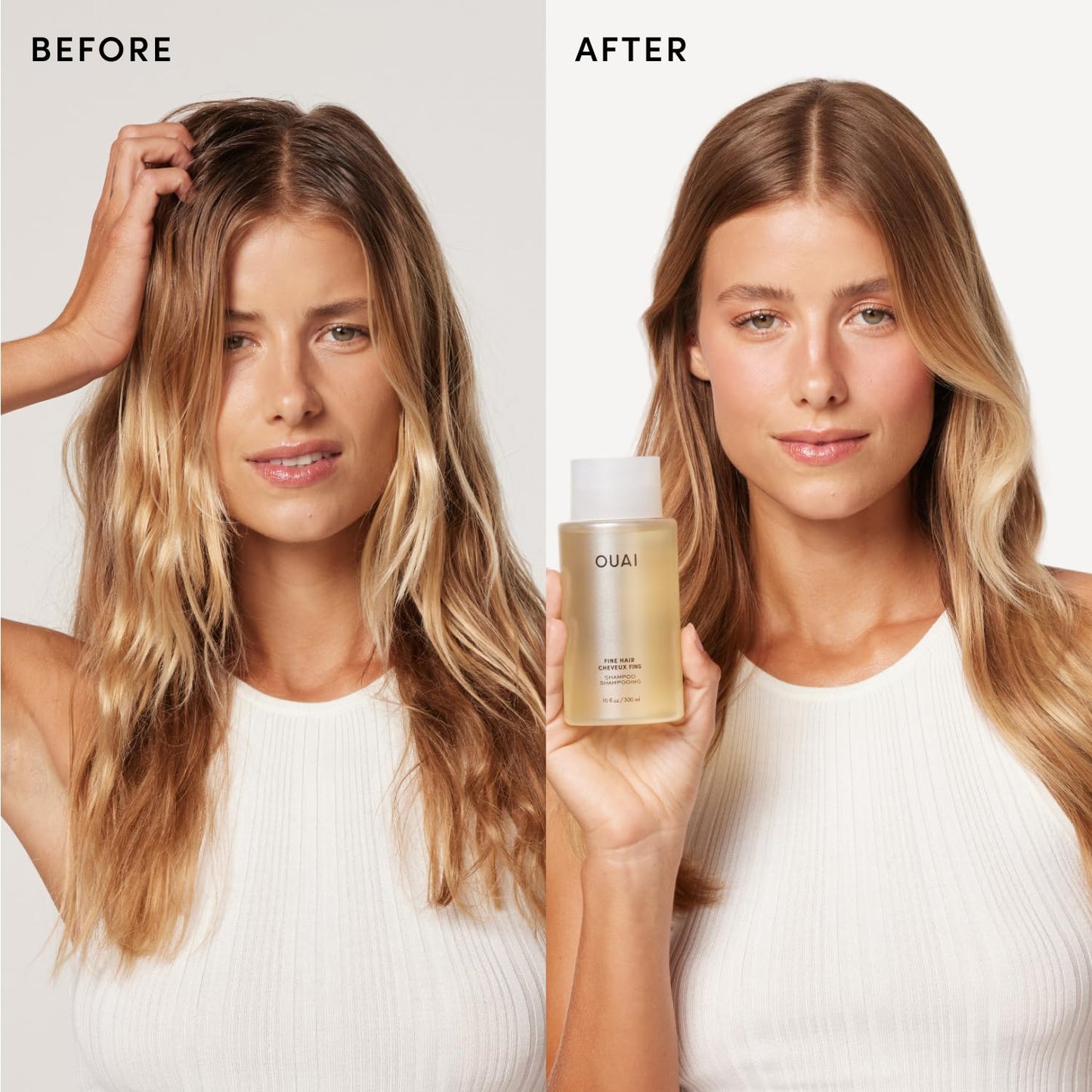 OUAI Fine Shampoo and Conditioner Set - Sulfate Free Shampoo and Conditioner for Women & Men - Made with Keratin, Marshmallow Root, Shea Butter & Avocado Oil - Free of Parabens & Phthalates (10 Fl Oz) - Available at All In One Marketplace Canada