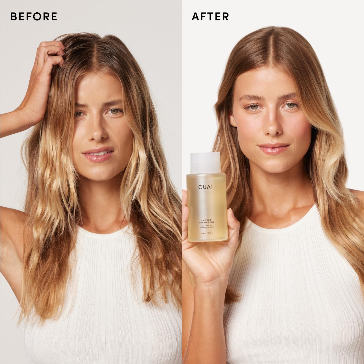 OUAI Fine Shampoo and Conditioner Set - Sulfate Free Shampoo and Conditioner for Women & Men - Made with Keratin, Marshmallow Root, Shea Butter & Avocado Oil - Free of Parabens & Phthalates (10 Fl Oz) - Available at All In One Marketplace Canada