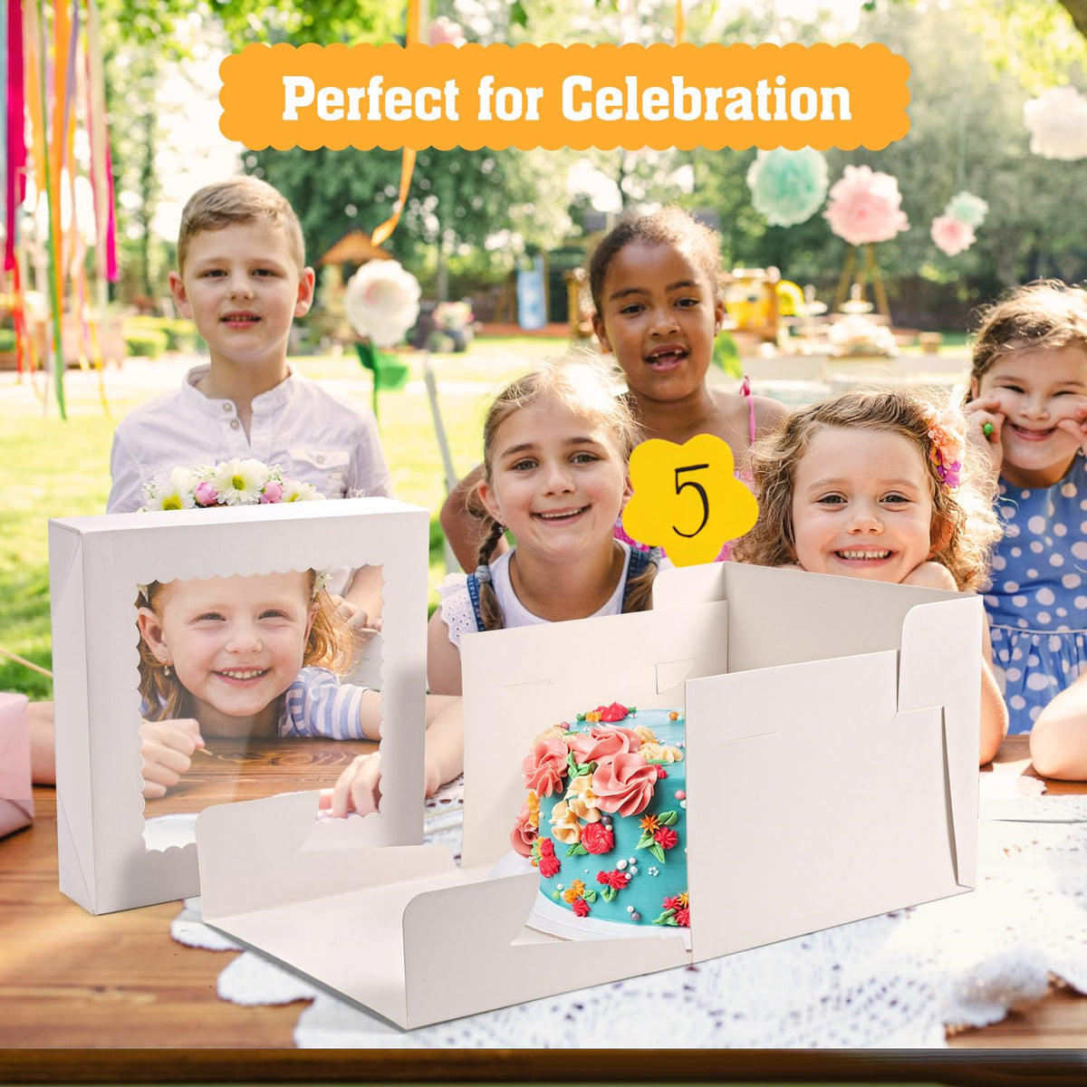 20 Pack Bakery Cake Box with Window, White Cake Boxes Large Baking Boxes Square Cardboard Cake Box for Cakes, Pastries, Cookies, Pie, Treats (8''x8''x8'') 🍁 All In One Marketplace Canada