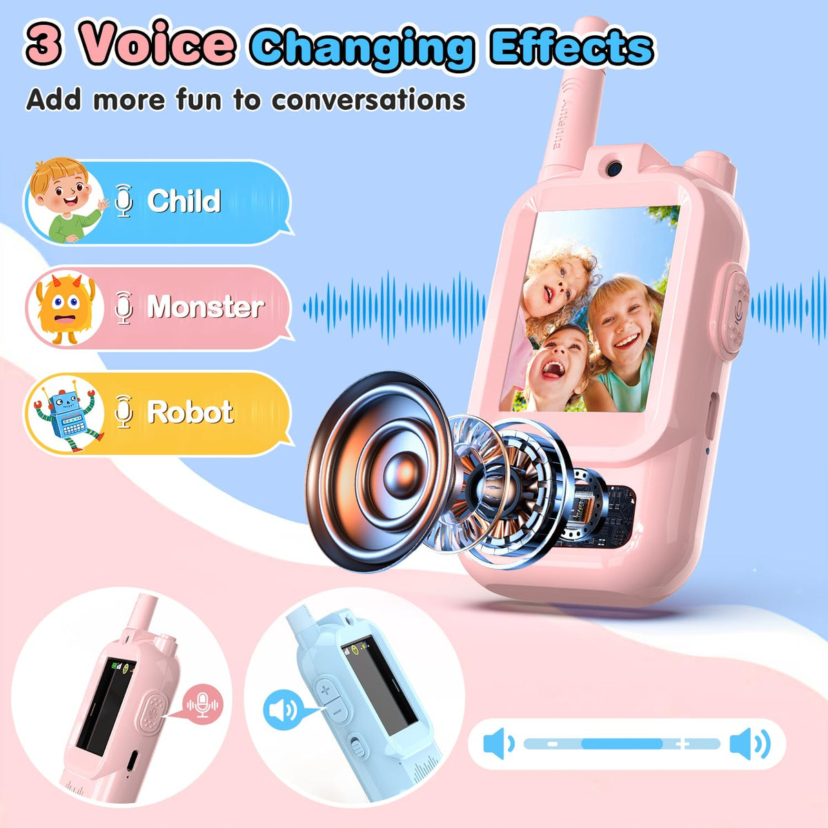 Video Walkie Talkies for Kids, 2 Pack Facetime Walkie Talkies with HD Camera & Voice Changer for Boys Girls for Family Games, Indoor, Outside, Hiking Christmas Birthday Toys Gift Ages 3-12 (Blue+Pink) 🍁 All In One Marketplace Canada