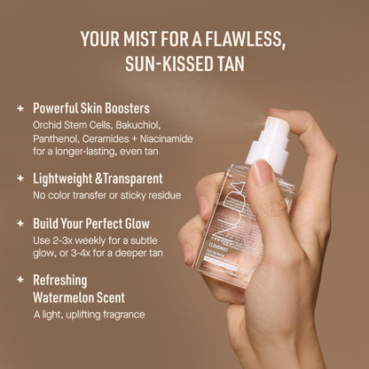Nuda CloudMist Face Tan Water | Buildable Facial Tanning Mist for Light to Medium Complexions | Infused with Vitamins and White Tea & Rosehip Extracts | Lightweight, Bronzer-Free Formula, (75 mL) - Available at All In One Marketplace Canada