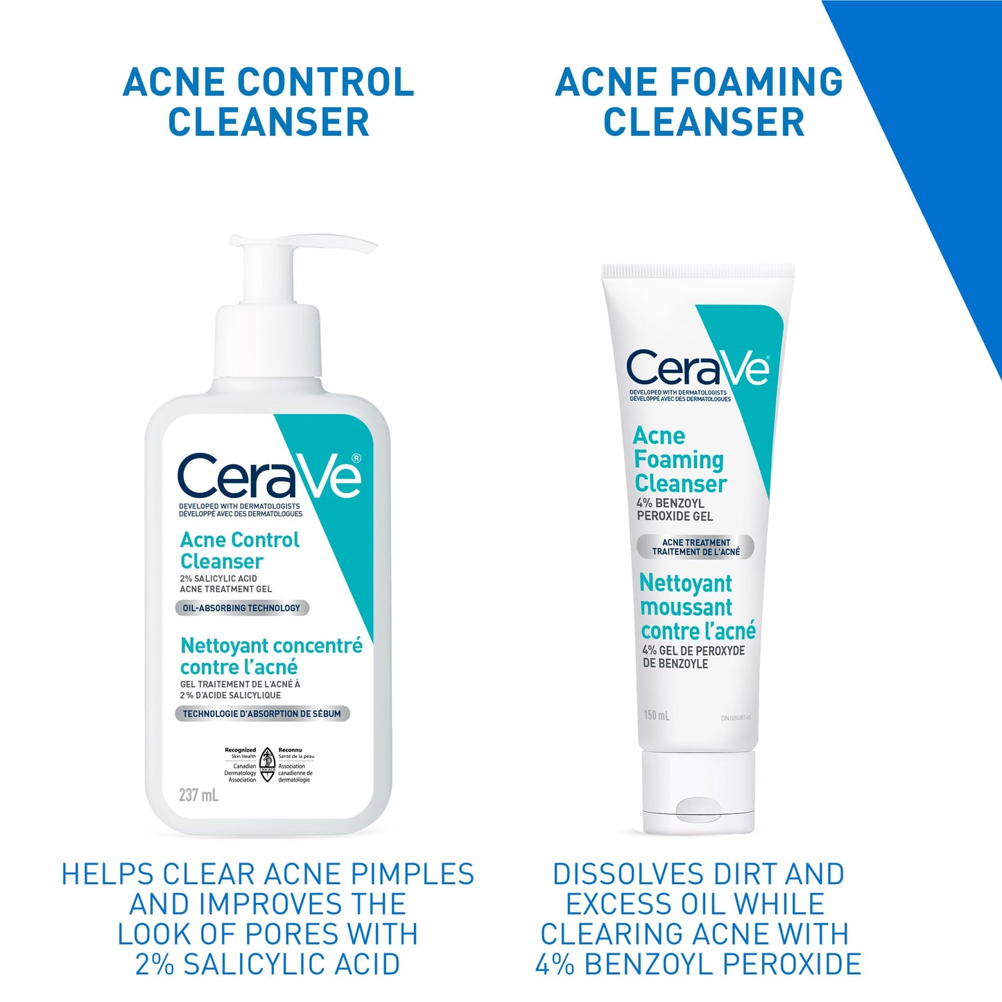 CeraVe 4% Benzoyl Peroxide Acne Treatment Foaming Cleanser Face & Body Wash, with Hyaluronic Acid and Niacinamide. Helps Clear Acne Pimples and prevent breakouts. Gentle Gel, Fragrance-Free, 150ML