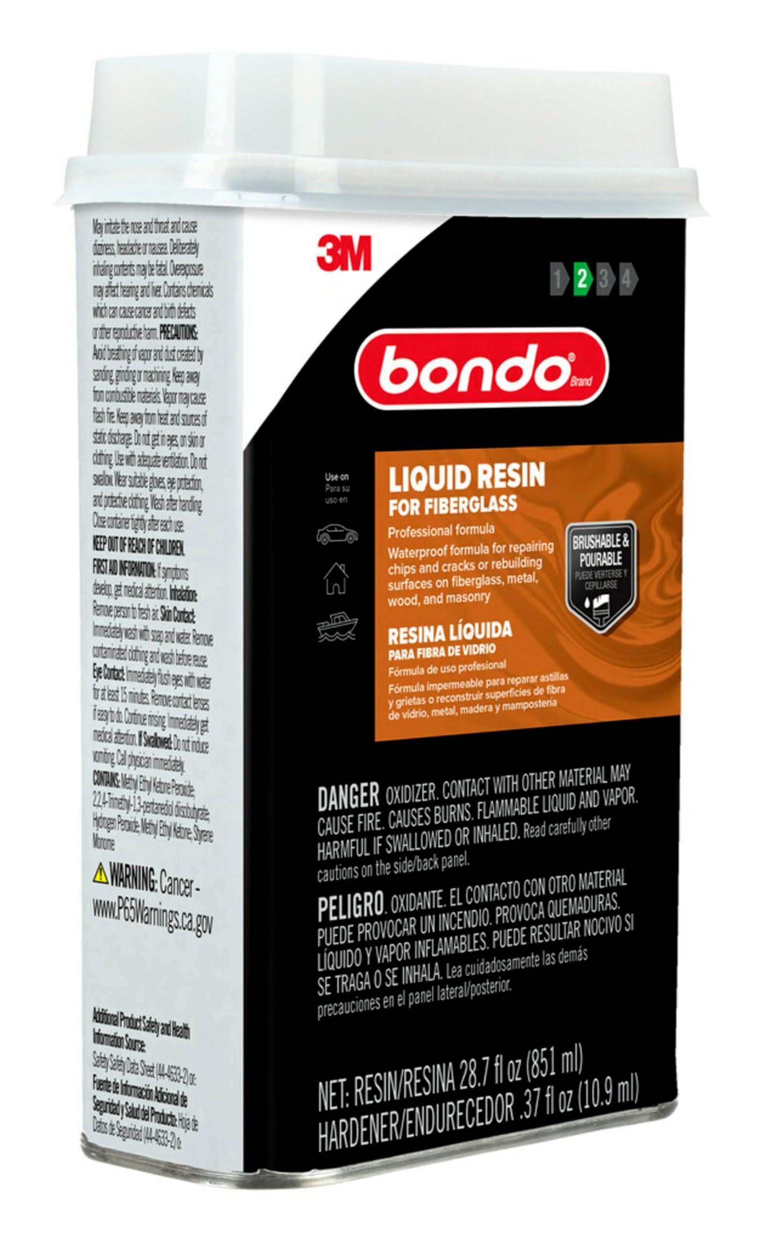 Bondo Fiberglass Resin, 1 Quart, 29oz, (402C) 3M