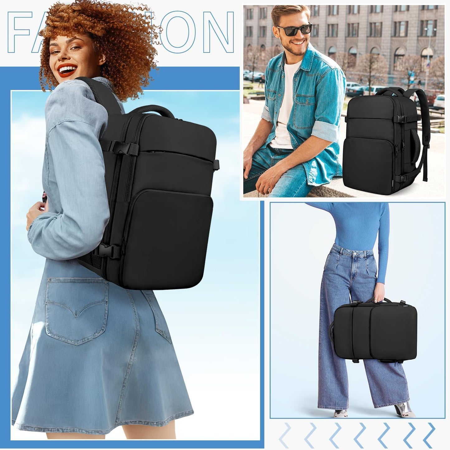 ZOMFELT Travel Backpack for Women Men, TSA 15.6" Carry on Luggage Backpack