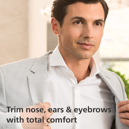 Philips Nose Trimmer Series 3000, Nose, Ear & Eyebrow Trimmer with Protective Guard System & Travel Pouch, NT3650/26 - Available at All In One Marketplace Canada