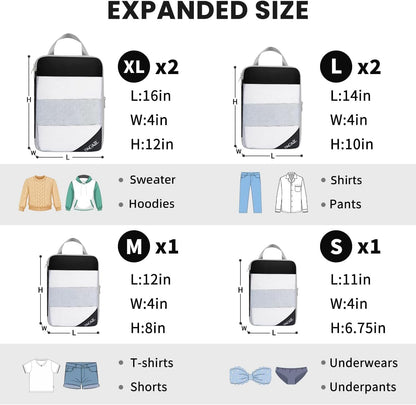 BAGAIL 6 Set/8 Set Compression Packing Cubes, Ultralight Expandable Packing Organizers for Carry on Travel Luggage(6set Jet Black) - Available at All In One Marketplace Canada