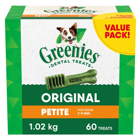 GREENIES Dog Treats Original Petite Natural Dental Care, (60 Treats) 36oz. Pack