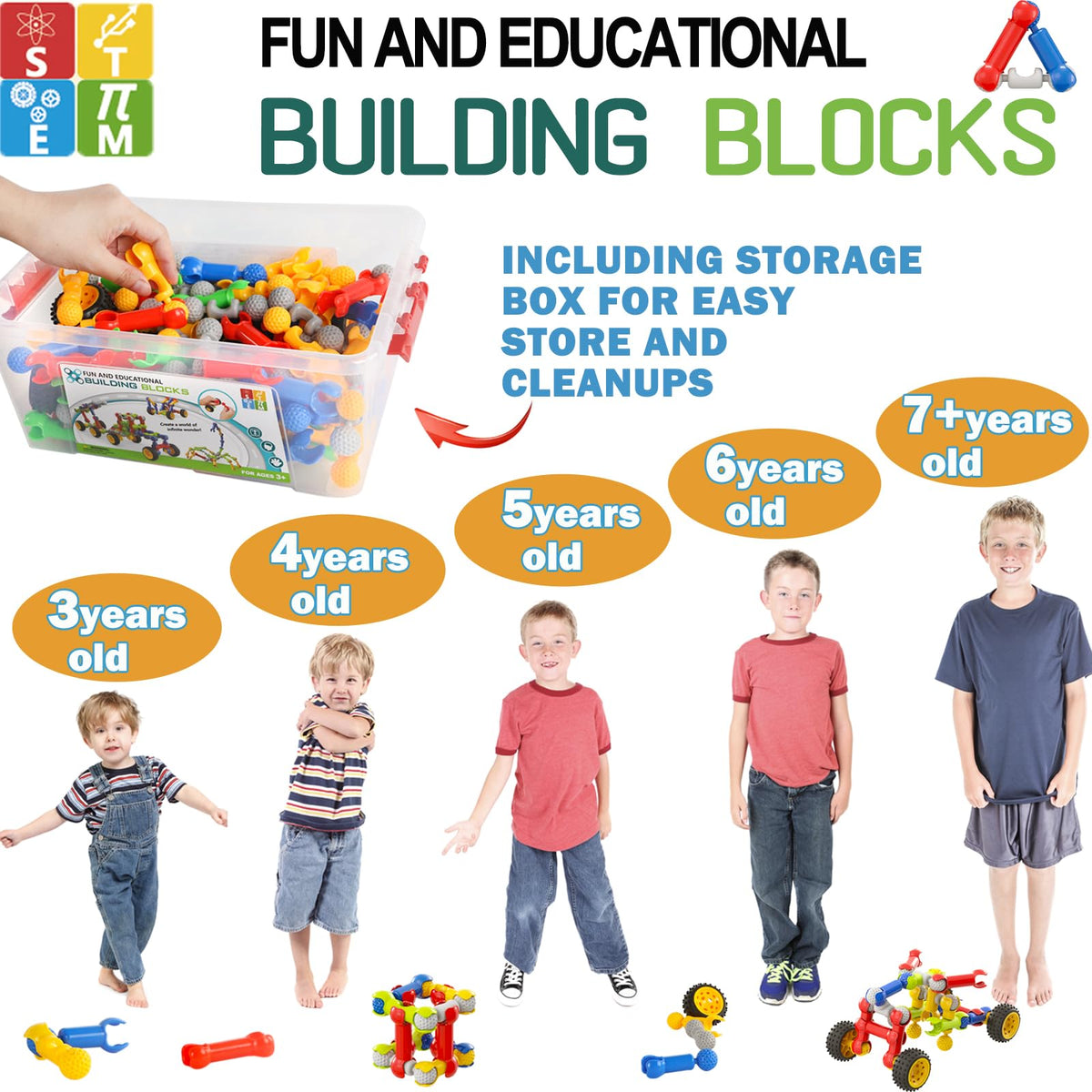 170 Pcs STEM Building Blocks Toys for Kids Ages 4-8, Birthday Gifts Boys 🍁 All In One Marketplace Canada