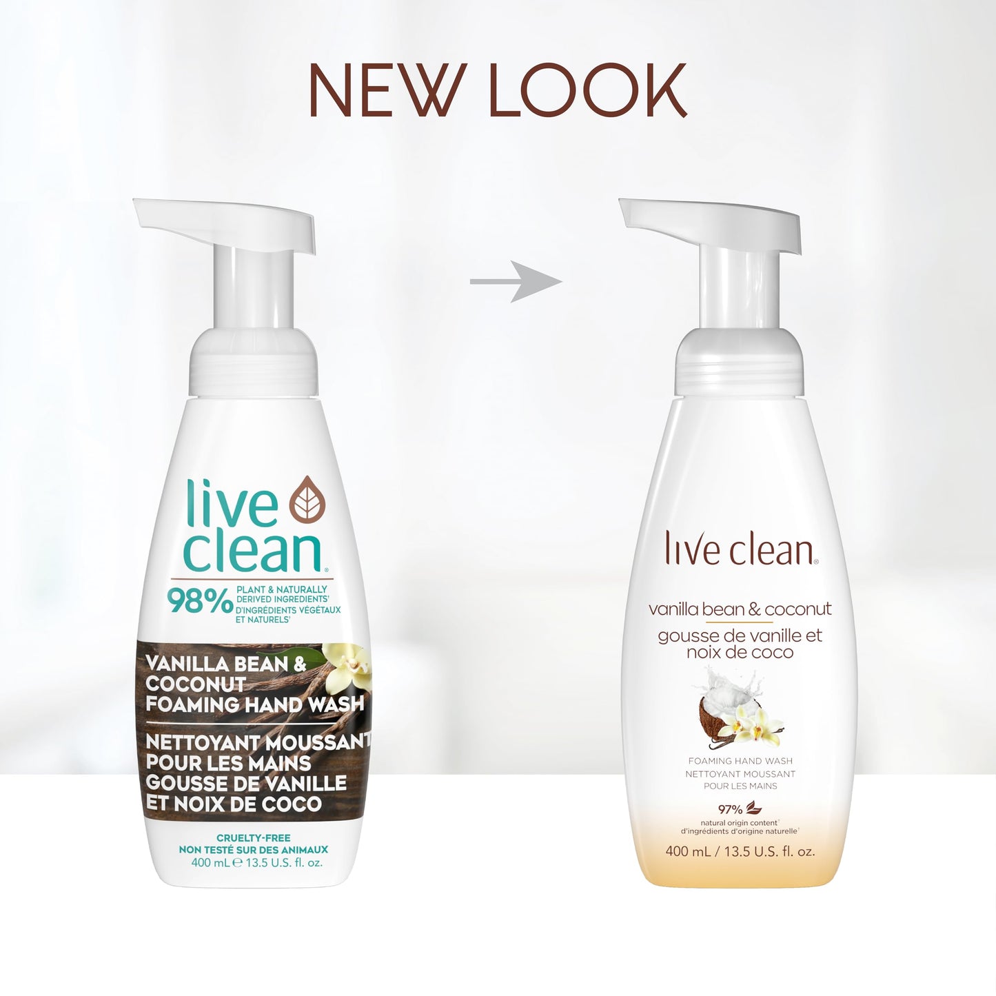 Live Clean Foaming Hand Wash, Vanilla Bean & Coconut, 400 mL, 4 Count Live Clean