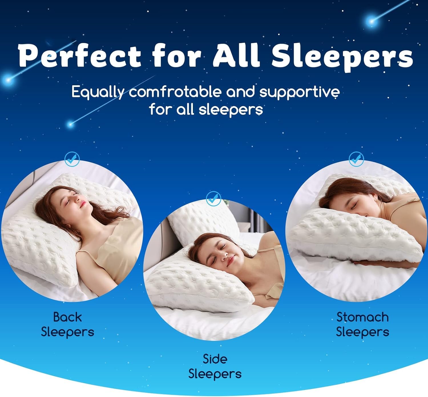 Cooling Side Sleeper Pillow for Neck and Shoulder, Luxury Shredded Memory Foam Curved Bed Pillows for Sleeping Set of 1- Adjustable Queen Size- Washable Cover Crescent White - Available at All In One Marketplace Canada