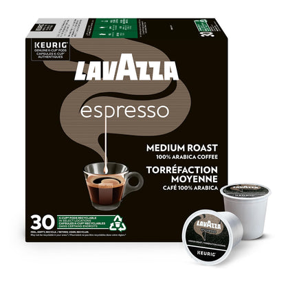 Lavazza Espresso Medium Roast K-Cup Coffee Pods, 30 Count For Keurig Coffee Makers