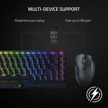 Souris gaming sans fil Razer Naga V2 HyperSpeed pour MMO, 400 h d'autonomie, noir