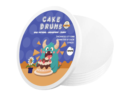 10 Inch Cake Drums, Cake Board 10 Inch Round White(6-Pack) 1/2 Inch Thick Cake Boards Sturdy, Greaseproof for Birthday Wedding Multi-Tiered Party Cake Drums by GoldenBakeryFamily 🍁 All In One Marketplace Canada
