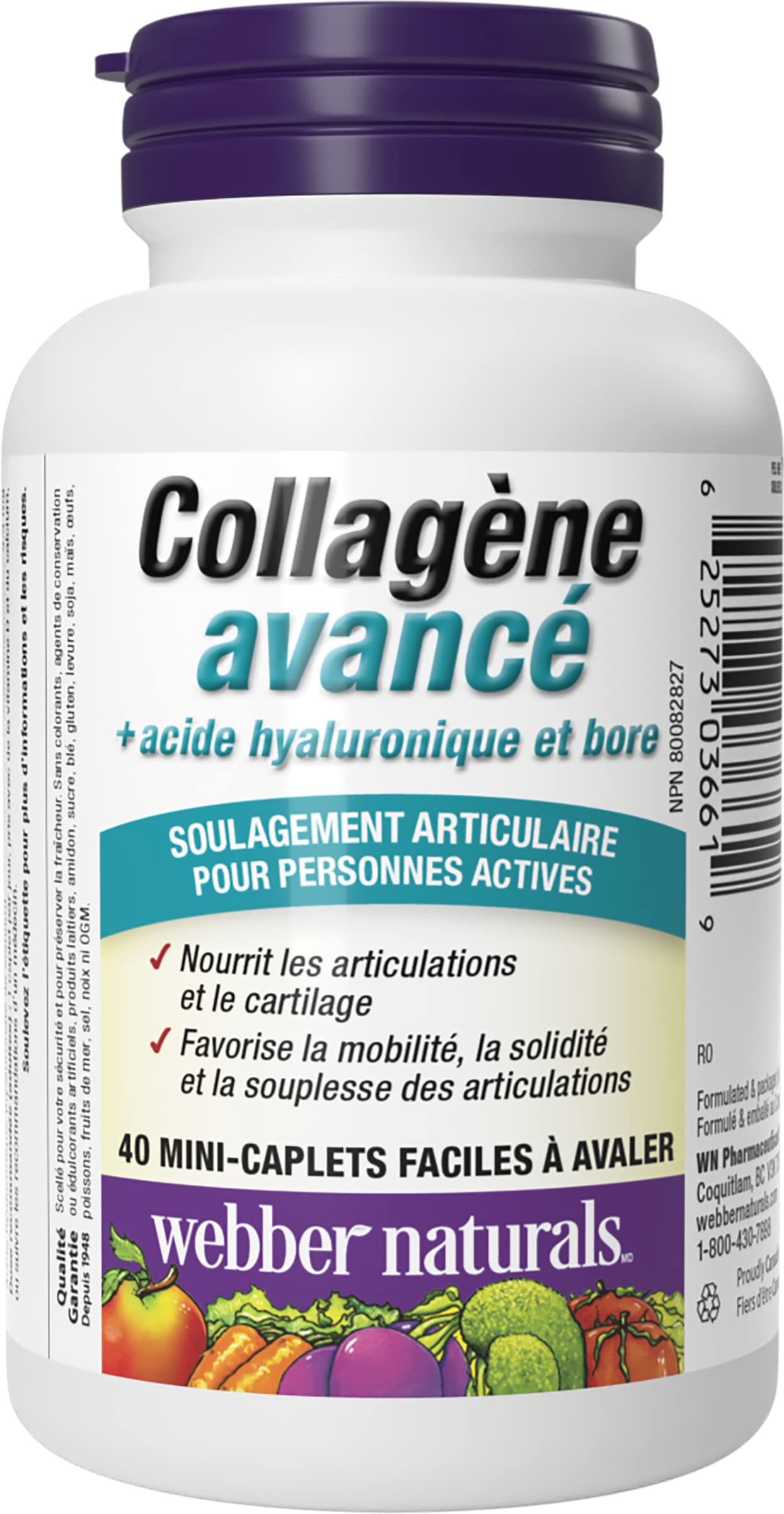 Webber Naturals Advanced Collagen + Hyaluronic Acid & Boron, Helps Reduce Osteoarthritic Joint Pain & Stiffness, 40 Mini Caplets - Available at All In One Marketplace Canada