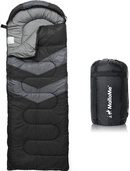 MalloMe Sleeping Bag for Adults Kids Boys & Girls for Winter, Fall & Spring - Single & Double - Waterproof Lightweight & Portable Backpacking Camping & Hiking Outdoor Travel with Compact Bag 🍁 All In One Marketplace Canada