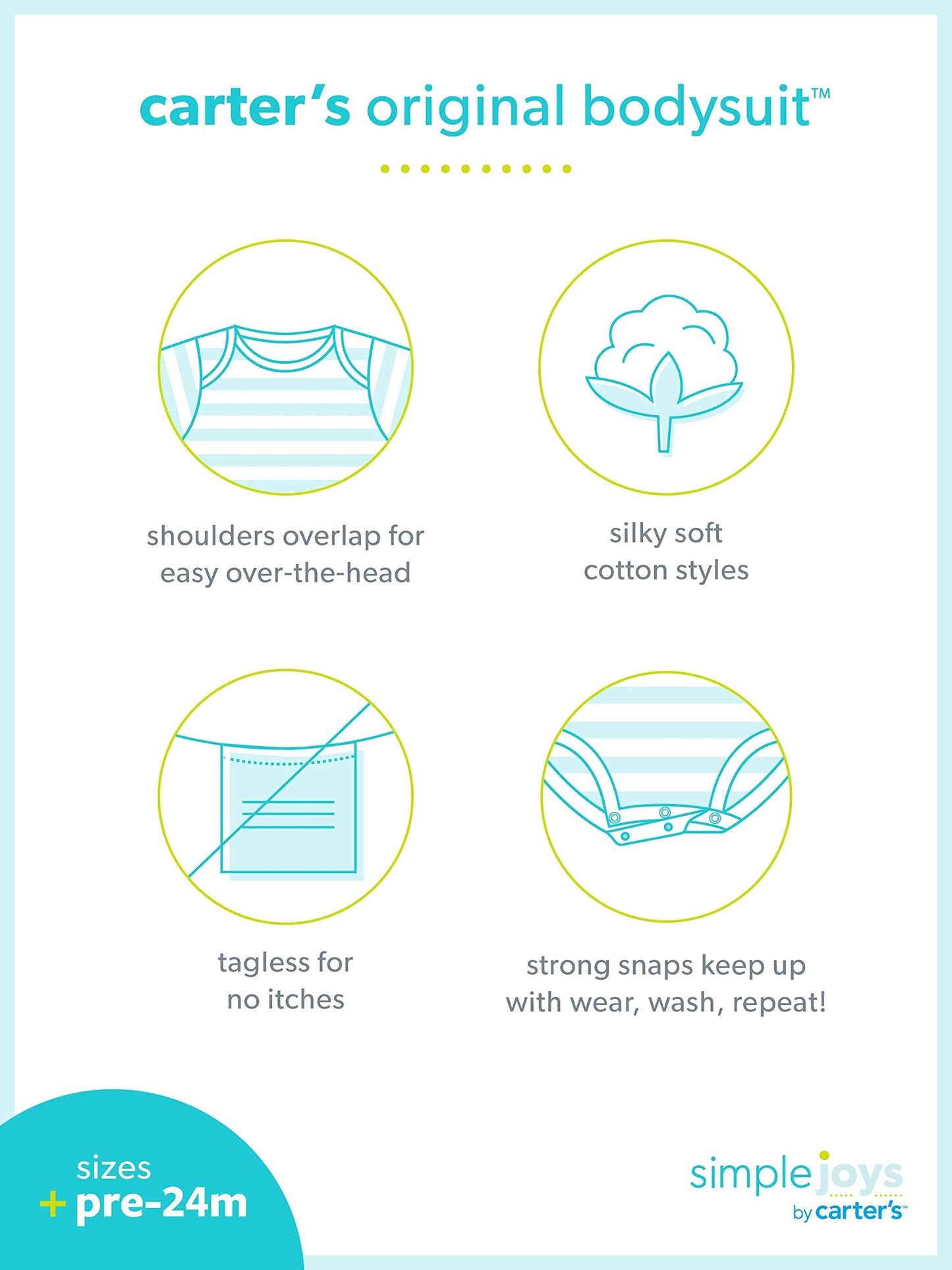 Simple Joys by Carter's Baby 8-Pack Short-Sleeve Bodysuit, White, 3-6 Months 🍁 All In One Marketplace Canada
