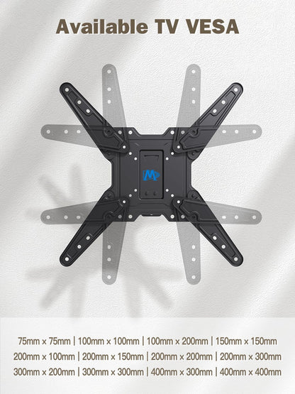 Mounting Dream TV Mount for Most 26-55 Inch TVs, Full Motion TV Wall Mount with Perfect Center Design on Single Stud Articulating Mount Max VESA 400x400mm up to 77 LBS, MD2413-MX