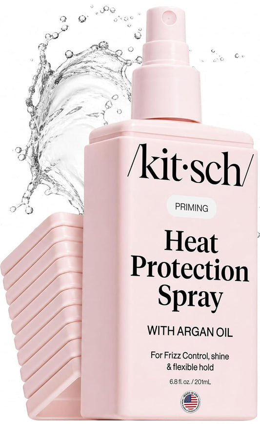 Kitsch Heat Protection Spray for Hair – Heat Protectant for Hair with Argan Oil – Styling Hair Spray for Frizz Control, Shine & Damage Protection – Protects Strands | Ideal Gifts for Women – 201ml - Available at All In One Marketplace Canada