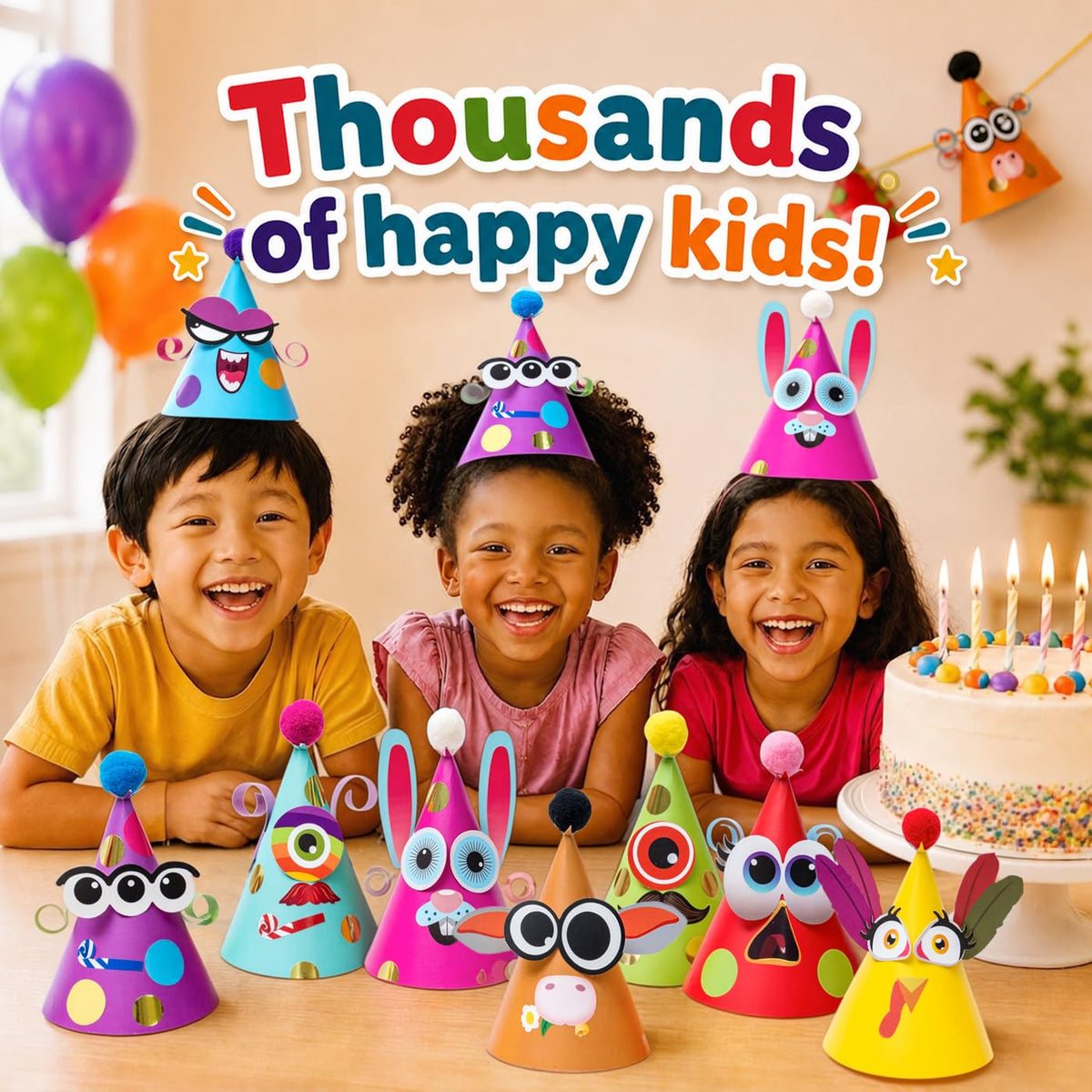 24 Pcs Party Hats Birthday Activity Kit with Stickers. Kids Fun Arts & Crafts, Party Favor, Game Supplies, Christmas Decors 🍁 All In One Marketplace Canada