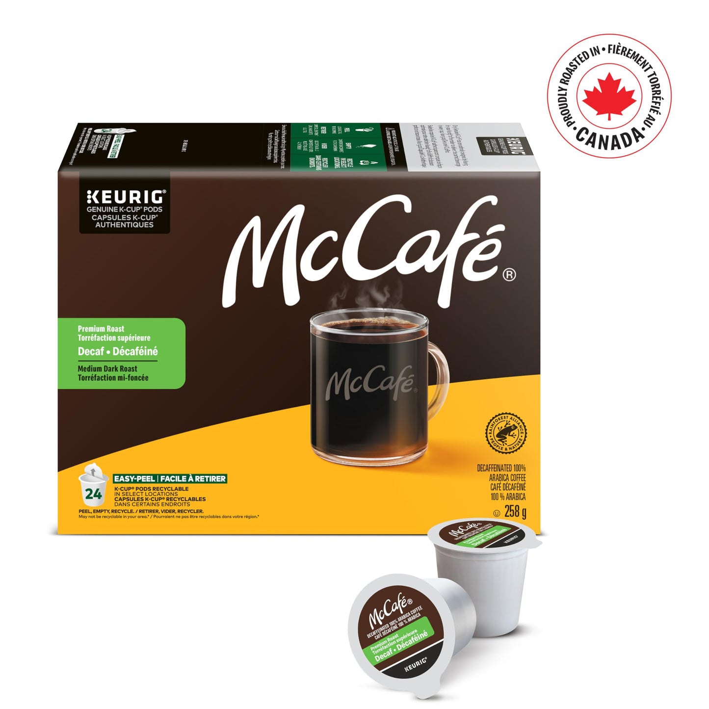 McCafé Premium Medium Dark Roast, Decaf, K-Cup Coffee Pods, 24 Count