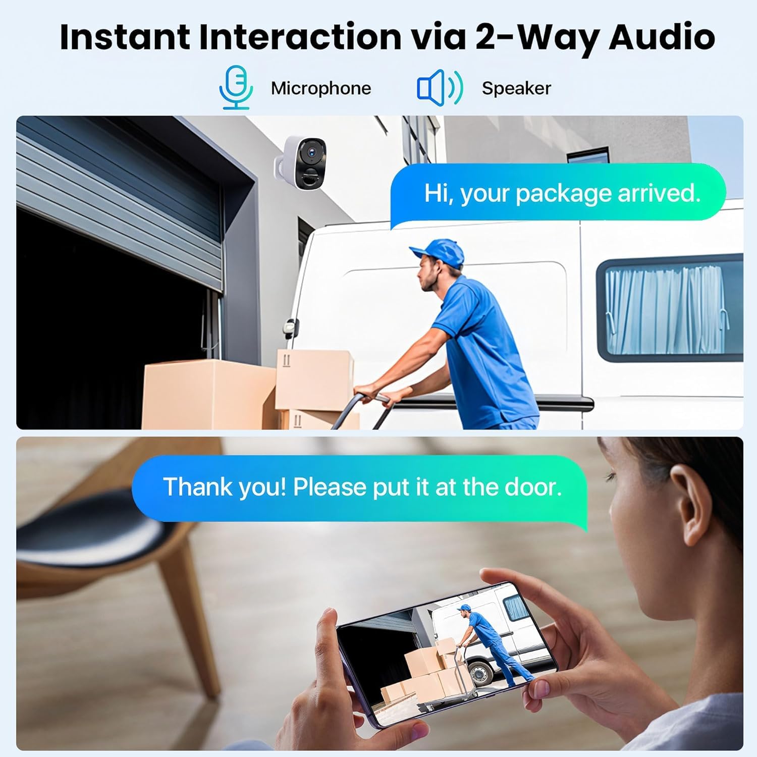 Wireless Security Camera 2Pack- Outdoor WiFi Security Cameras, Color Night Vision, AI/PIR Detection, 2-Way Talk, Cloud/SD, Weatherproof, Battery Powered Outdoor Cameras for Home Security Outside