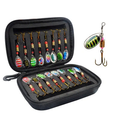 Vkinman 16 Pcs Fishing Lures Spinner Bait with Treble Hooks for Bass Trout Salmon Fishing Tackle Spinnerbait Spoons Metal Sequins Spinners Baits Fishing Bait for Freshwater Saltwater Fishing - Available at All In One Marketplace Canada