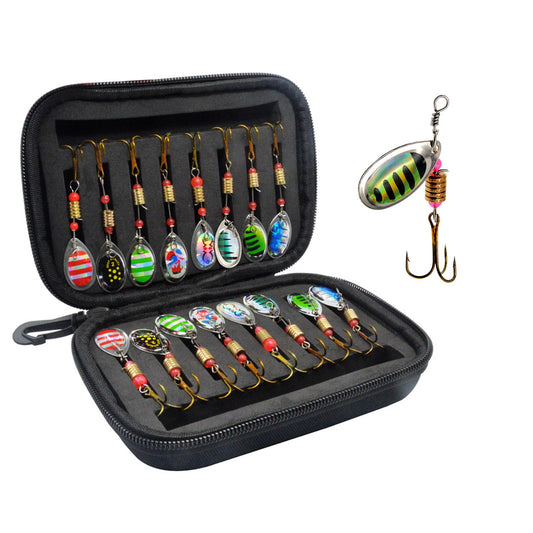 Vkinman 16 Pcs Fishing Lures Spinner Bait with Treble Hooks for Bass Trout Salmon Fishing Tackle Spinnerbait Spoons Metal Sequins Spinners Baits Fishing Bait for Freshwater Saltwater Fishing - Available at All In One Marketplace Canada