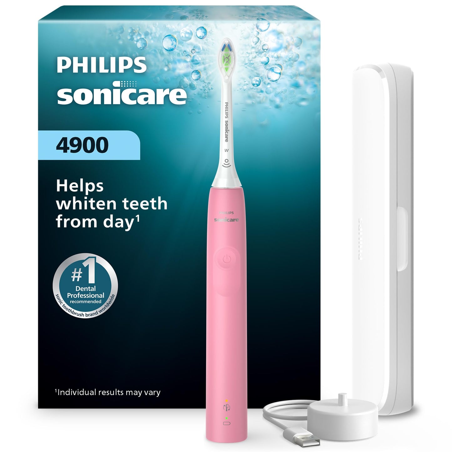 Philips Sonicare 4900 Rechargeable Electric Toothbrush, 1 Brush Head, Pink PHILIPS