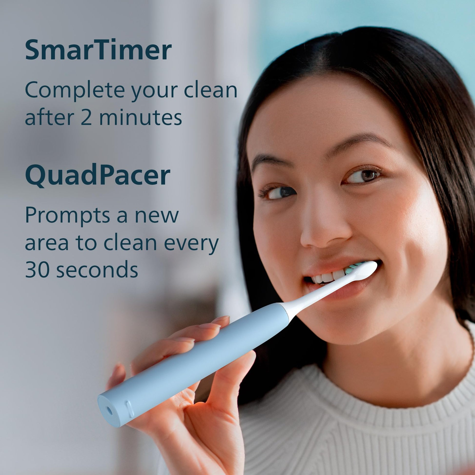 Philips Sonicare 4900 Series Electric Toothbrush - Sonic Toothbrush With Advanced Sonic Technology, Pressure Sensor, Two Intensity Settings, SmarTimer & QuadPacer, Light Blue, Model HX3683/32 - Available at All In One Marketplace Canada