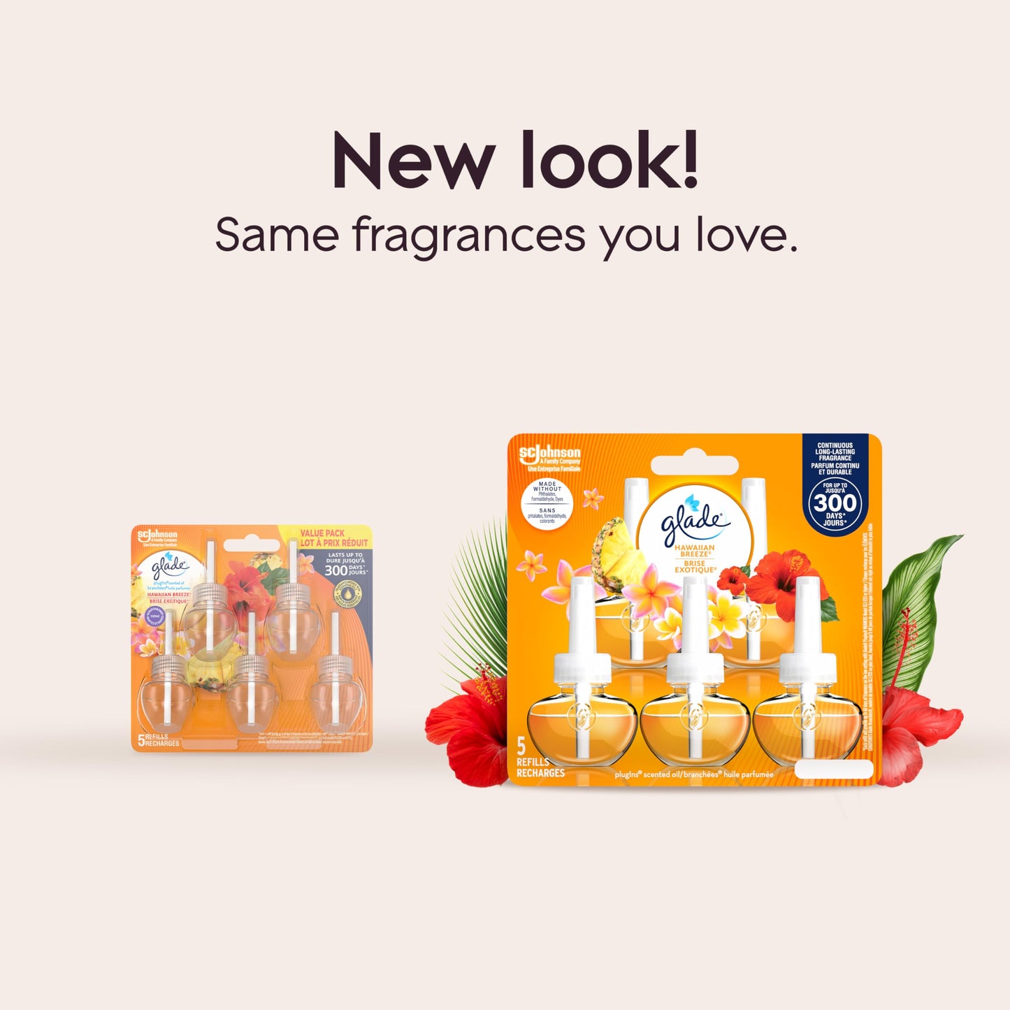 Glade PlugIns Air Freshener Oil Refill, Scented and Essential Oils for Home and Bathroom, Hawaiian Breeze, 5 Refills - Available at All In One Marketplace Canada