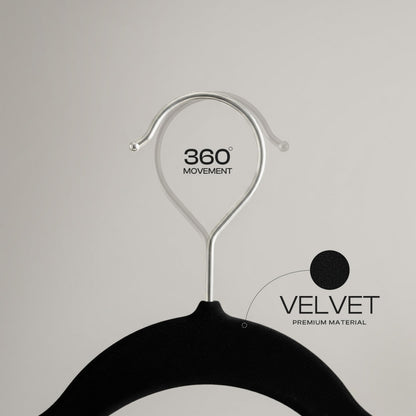 Utopia Home Velvet Hangers 30 Pack, Heavy Duty, Non-Slip, Space Saving Felt Clothes Hangers with 360° Hook & Notches (Black)